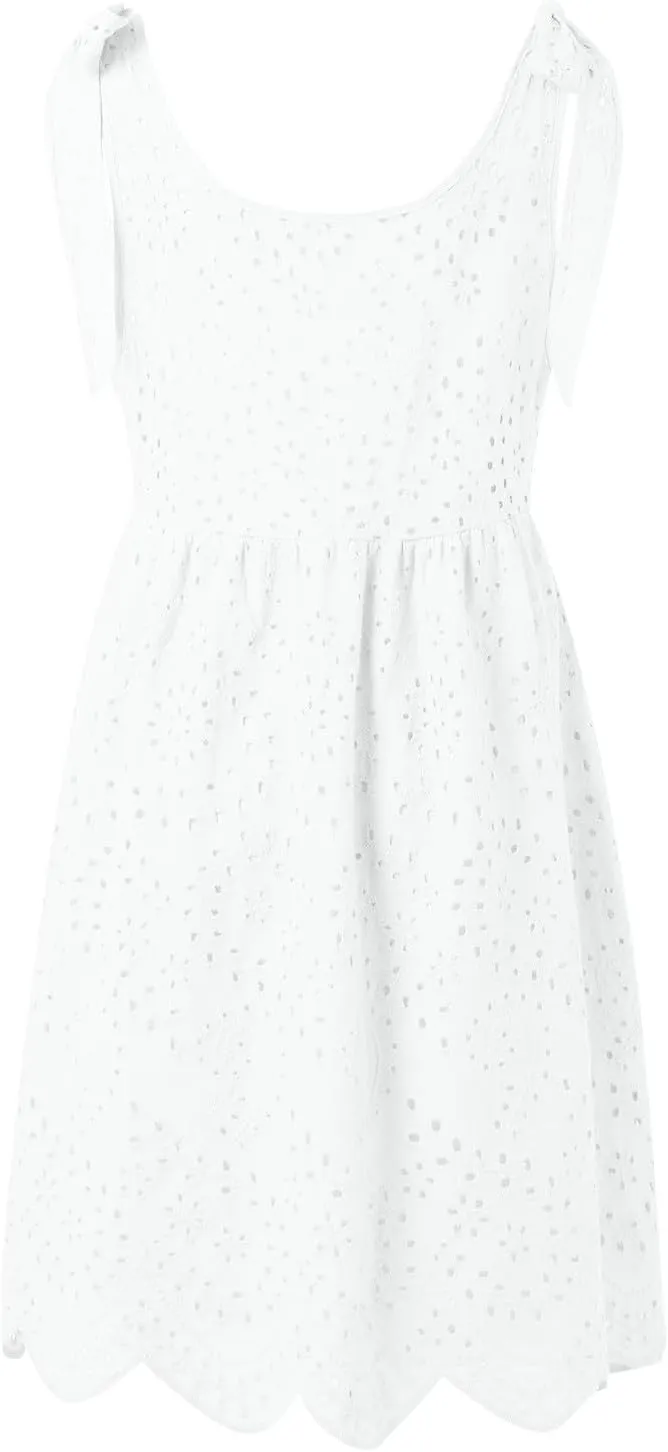 Summer Dresses for Women Tie Front Smocked Dress Empire Waist Ruffle Tiered Sundress Casual Swing Mini Dresses