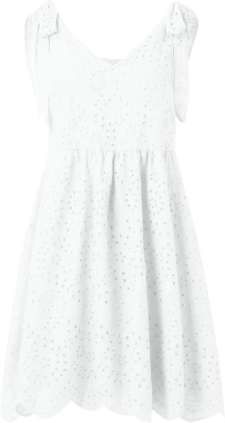 Summer Dresses for Women Tie Front Smocked Dress Empire Waist Ruffle Tiered Sundress Casual Swing Mini Dresses