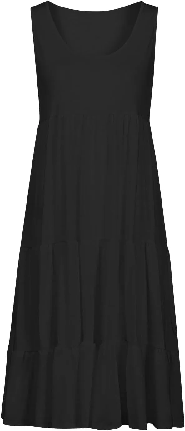 Summer Sundress for Women Casual Sleeveless Flowy Tiered Plus Size Dress Fashion Boho Beach Vacation Dresses S-5XL