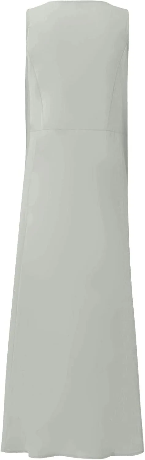 Sundress for Women 2025 Vacation,Linen Dress for Women Sleeveless Solid Casual Baggy Flowy Maxi Dresses with Pockets