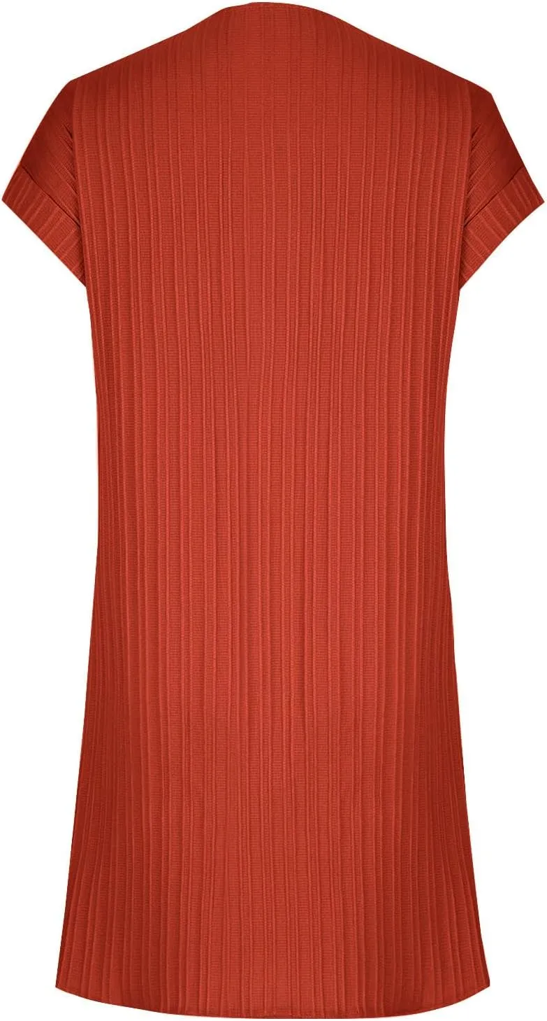 TARIENDY Womens Short Sleeve Dress Loose Fit V Neck Dresses Casual Summer Comfy Sundress Plain Beach Vacation Outfits 2025