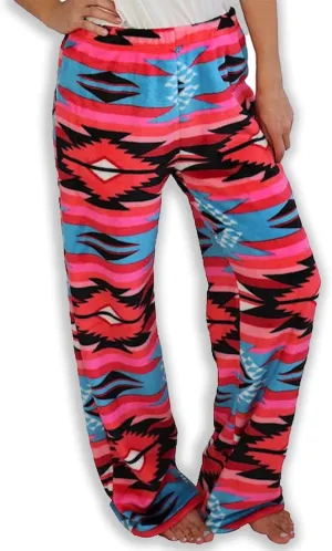 TrailCrest Ultra Soft Womens Lounge Pants, Plush Fleece with Velvety Silk Feel, Aztec/Ikat Fun and Trendy Prints