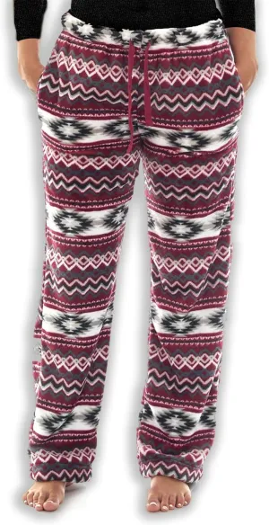 TrailCrest Ultra Soft Womens Lounge Pants, Plush Fleece with Velvety Silk Feel, Aztec/Ikat Fun and Trendy Prints