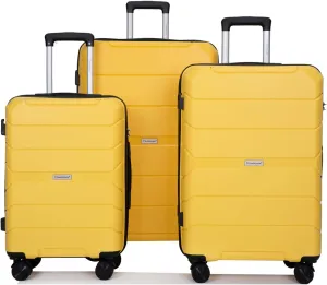 Travel Essentials 3-Piece Lightweight Spinner Suitcase Set with TSA Lock (20/24/28 Inch), Yellow