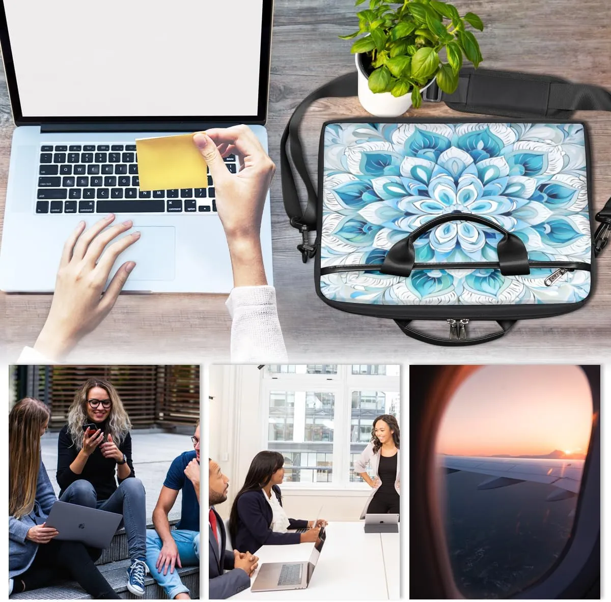 Tree Fun Design Laptop Shoulder Bag for Tablet Computer Notebook Sleeve Messenger Carrying Case Briefcase Tote