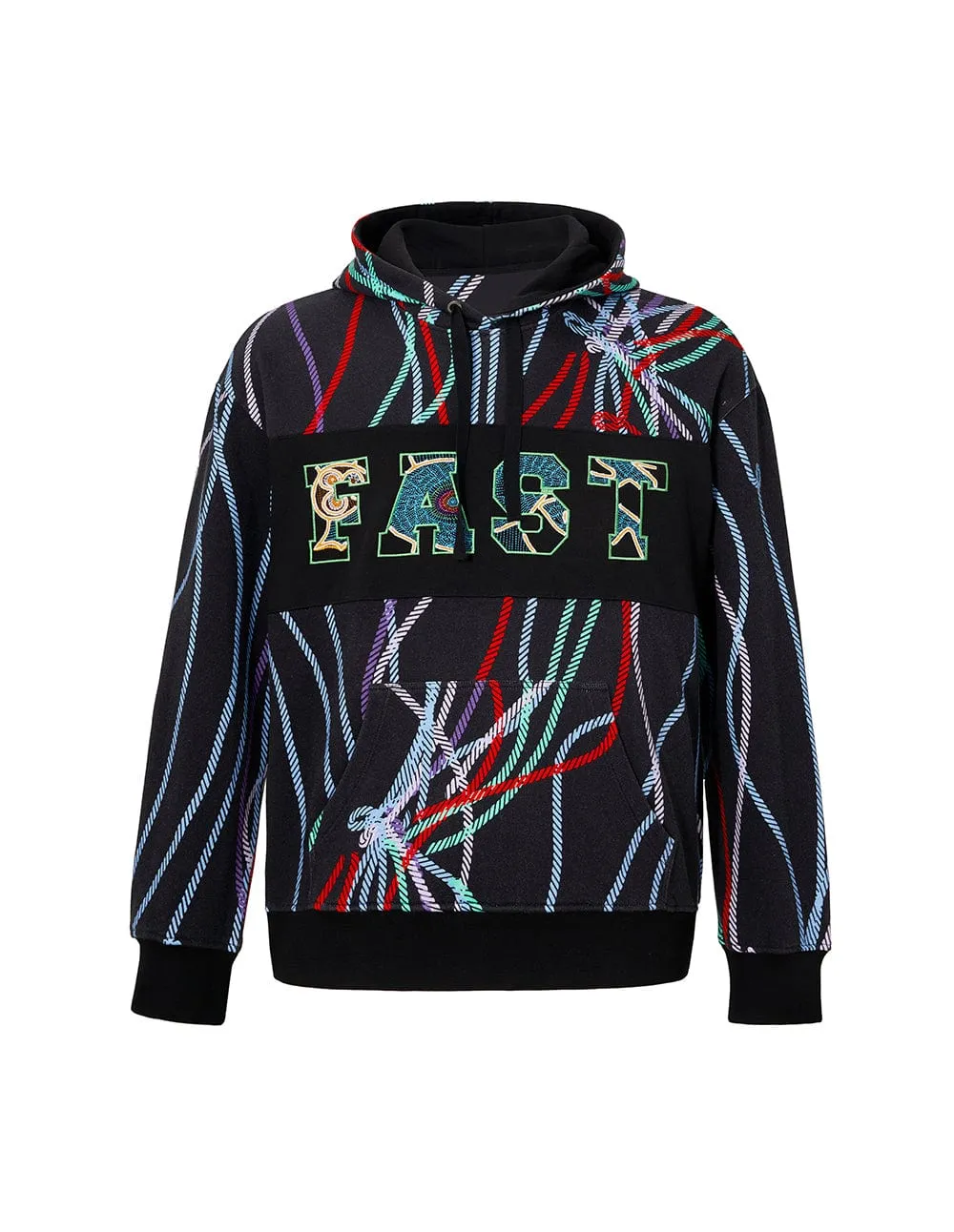 Unisex Black Deep Sea Print Sweat Hoodie