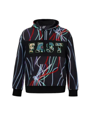 Unisex Black Deep Sea Print Sweat Hoodie