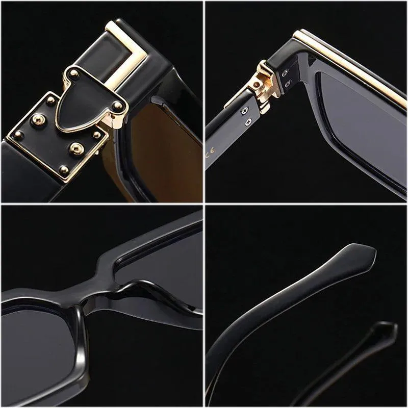 Vibrant Retro Square Luxury Sunglasses with UV400 Protection - Original Designer Fashion Shades