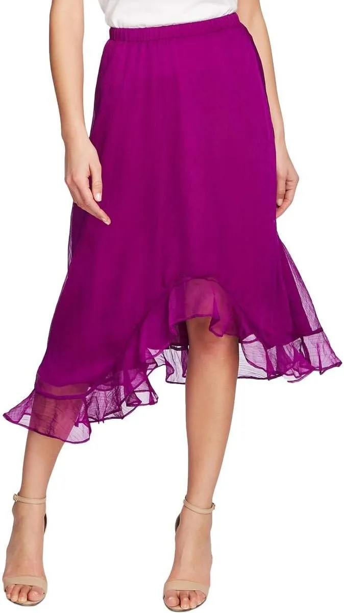 Vince Camuto Womens Chiffon Asymmetrical Hem Maxi Skirt Purple XL
