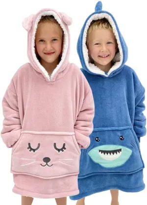 Wearable Blanket Kids 3-10yr, Fun Animal Kids Blanket Hoodie, Hooded Sweatshirt, Oversized Comfy Hoodie Boys, Girls, Toddlers