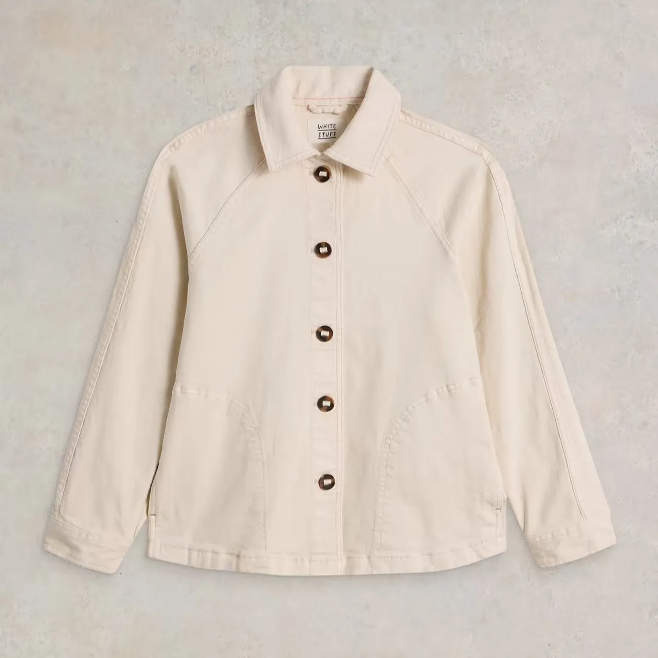 White Stuff Eden Denim Collared Jacket in Light Natural