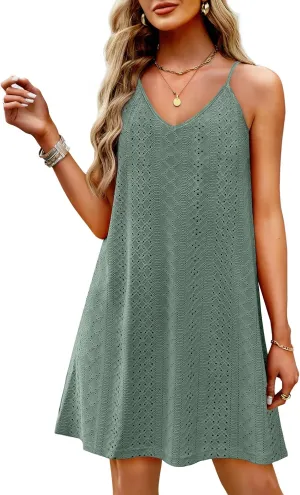 WIHOLL Swimsuit Cover Up for Women Crochet Hollow Out Summer V Neck Dresses 2025