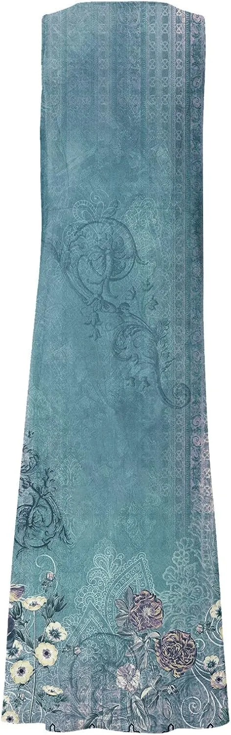 Women 2024 Summer Tank Dress Sleeveless U Neck Printed/Solid Boho Beach Shirt Maxi Flowy Linen Cotton Dresses with Pocket