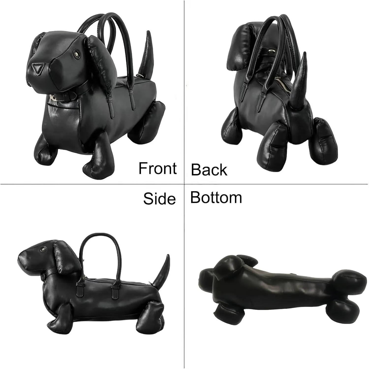 Women Fun Dog Shaped Crossbody Shoulder Bag Handbag PU Leather Unique Novelty Dog Shaped Purse