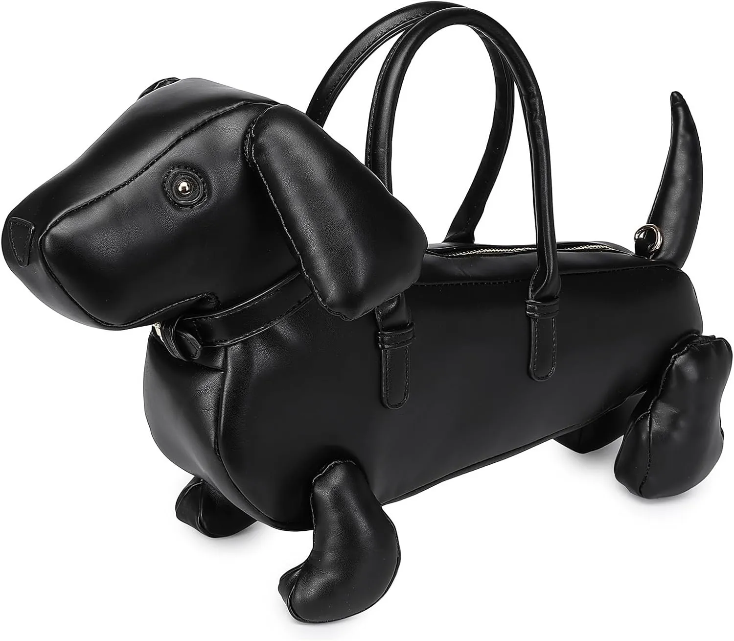 Women Fun Dog Shaped Crossbody Shoulder Bag Handbag PU Leather Unique Novelty Dog Shaped Purse