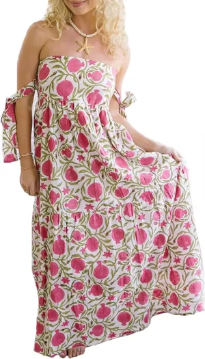 Women Tie Shoulder Maxi Dress Y2k Summer Floral Boho Long Dress Sleeveless Tiered Flowy Beach Sundress