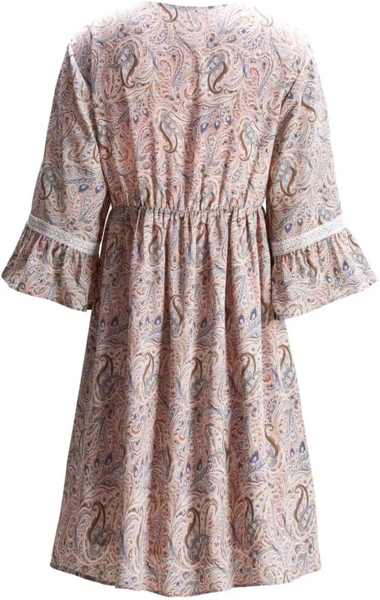 Womens 2023 Spring Summer Deep V Neck Ruffle Long Sleeve Floral Print Mini Dress