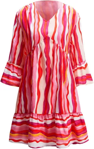 Womens 2023 Spring Summer Deep V Neck Ruffle Long Sleeve Floral Print Mini Dress