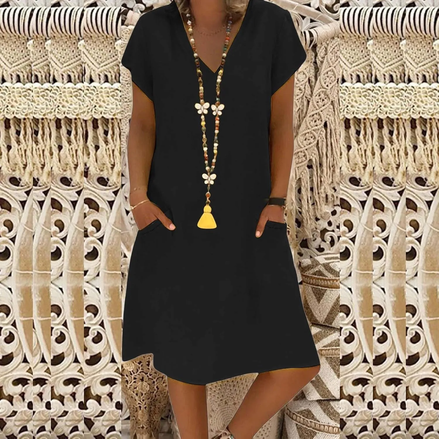 Women's Cotton Linen Maxi Dresses Summer Cup Sleeve Comfy Sundresses Beach Wear Trendy Spring Vacation Clothes 2025