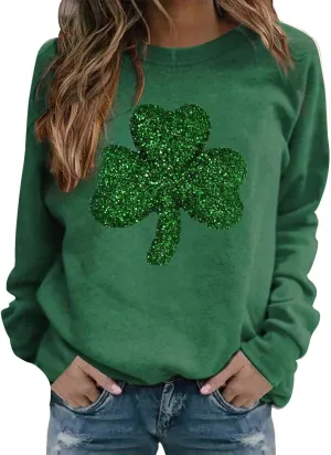Womens Crewneck Sweatshirts Funny Saint Patricks Day Hoodies Irish Sweatshirts for St Pattys Day Party Fun Hoodie