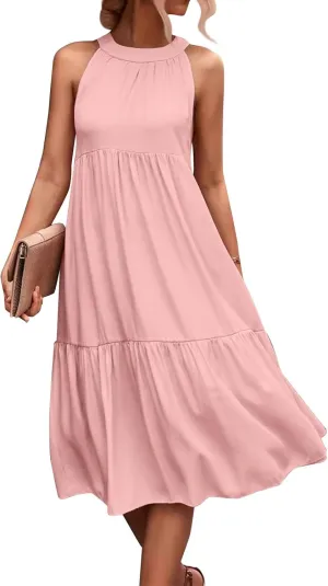 Womens Dresses Sleeveless Maxi Dresses for Women 2025 High Waisted Loose Swing Patchwork Spring