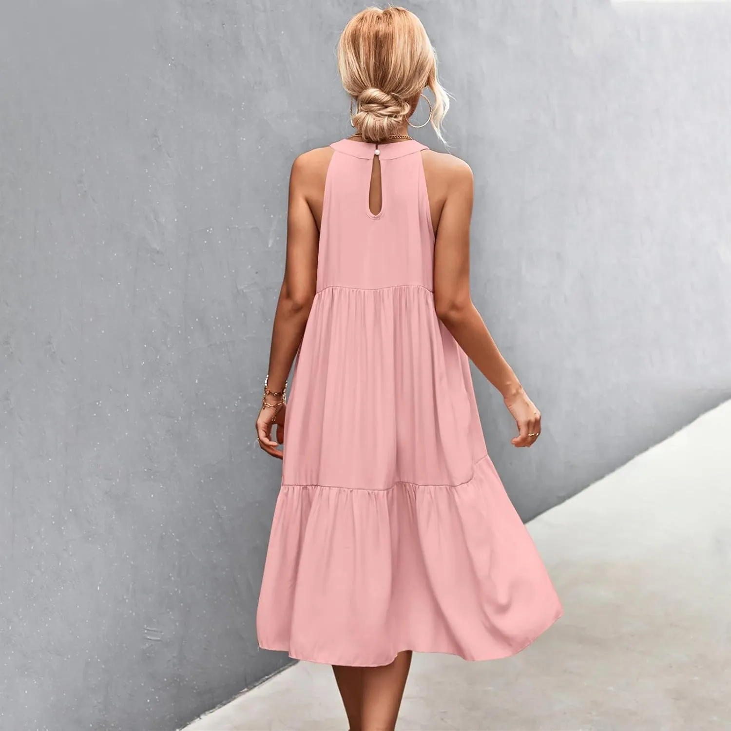 Womens Dresses Sleeveless Maxi Dresses for Women 2025 High Waisted Loose Swing Patchwork Spring