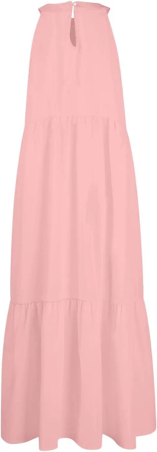 Womens Dresses Sleeveless Maxi Dresses for Women 2025 High Waisted Loose Swing Patchwork Spring