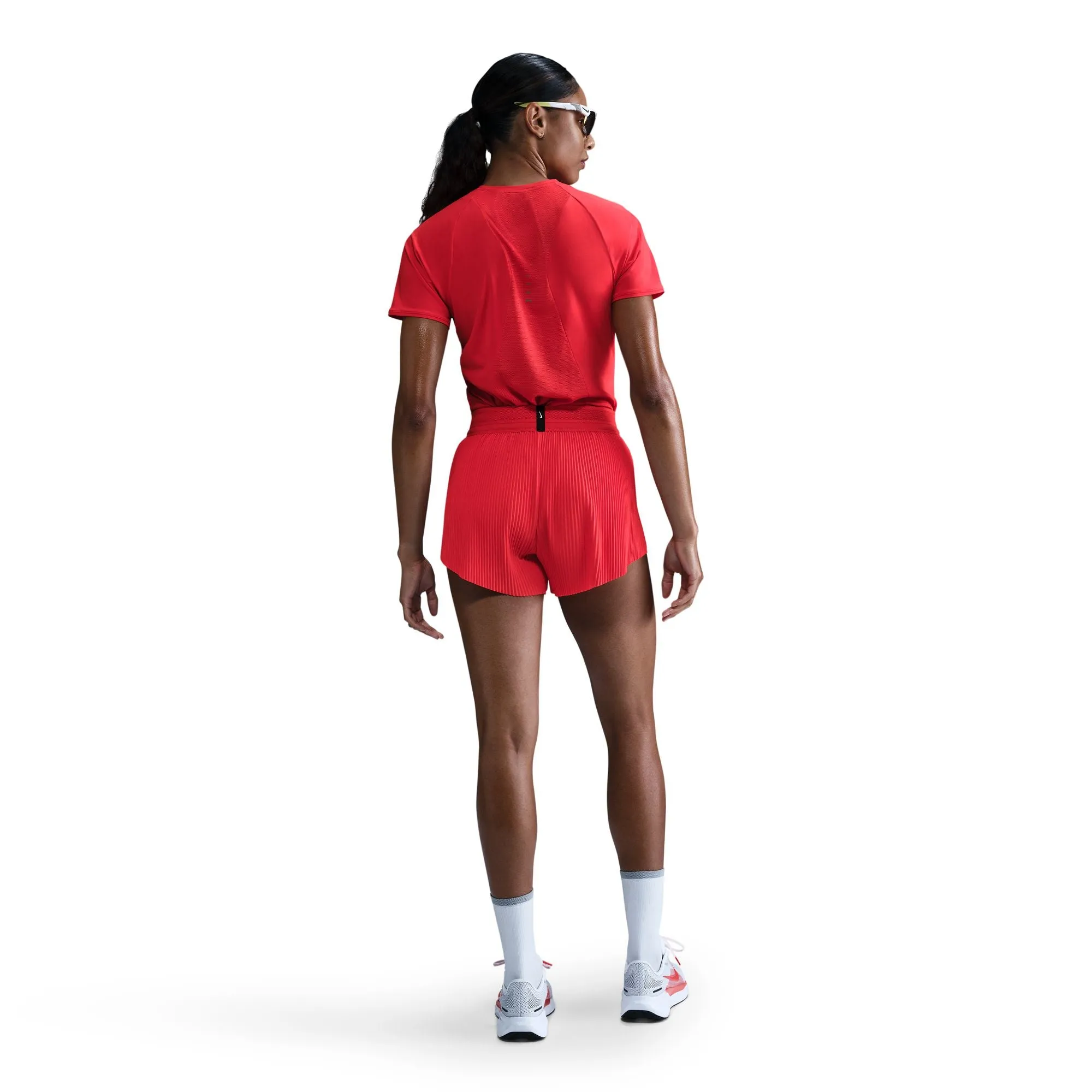 Women's DRI-FIT ADV Aeroswift Mid-Rise Brief-Lined 3" Running Shorts (696 - LT Crimson/Black)