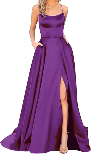 Womens Long Prom Dresses for Teens with Pockets Spaghetti Straps Formal Party Evening Gowns 2025 Prom Dress