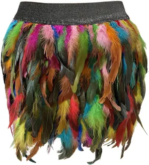 Womens Mardi Gras Exotic Wild Colorful Fun Feather Skirt Skirt Teens Rockabilly Skirt Pleated Midi Skirt Princess