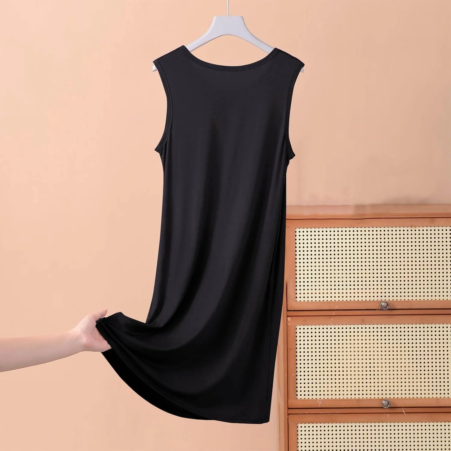 Women's Modal Nightgown Sleeveless Tank Dress Summer Casual Loose Fit Round Neck Sleepwear Comfy Soft Short Dresses