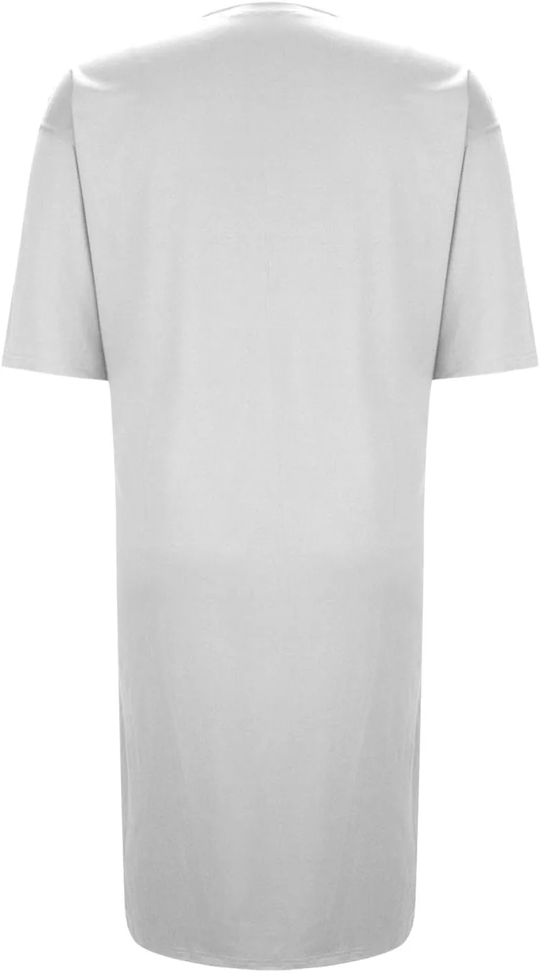 Women's Oversized Tshirt Dresses Short Sleeve Casual Shift-Dress Summer Soft Crewneck Tunic Dress Knee Length