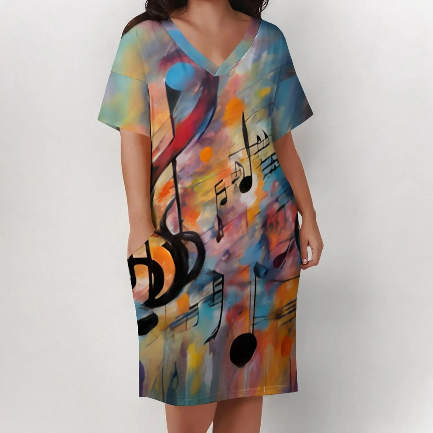 Women's Plus Size Summer Midi Dress Casual Short Sleeve Beach Baggy Long Dresses with Pocket