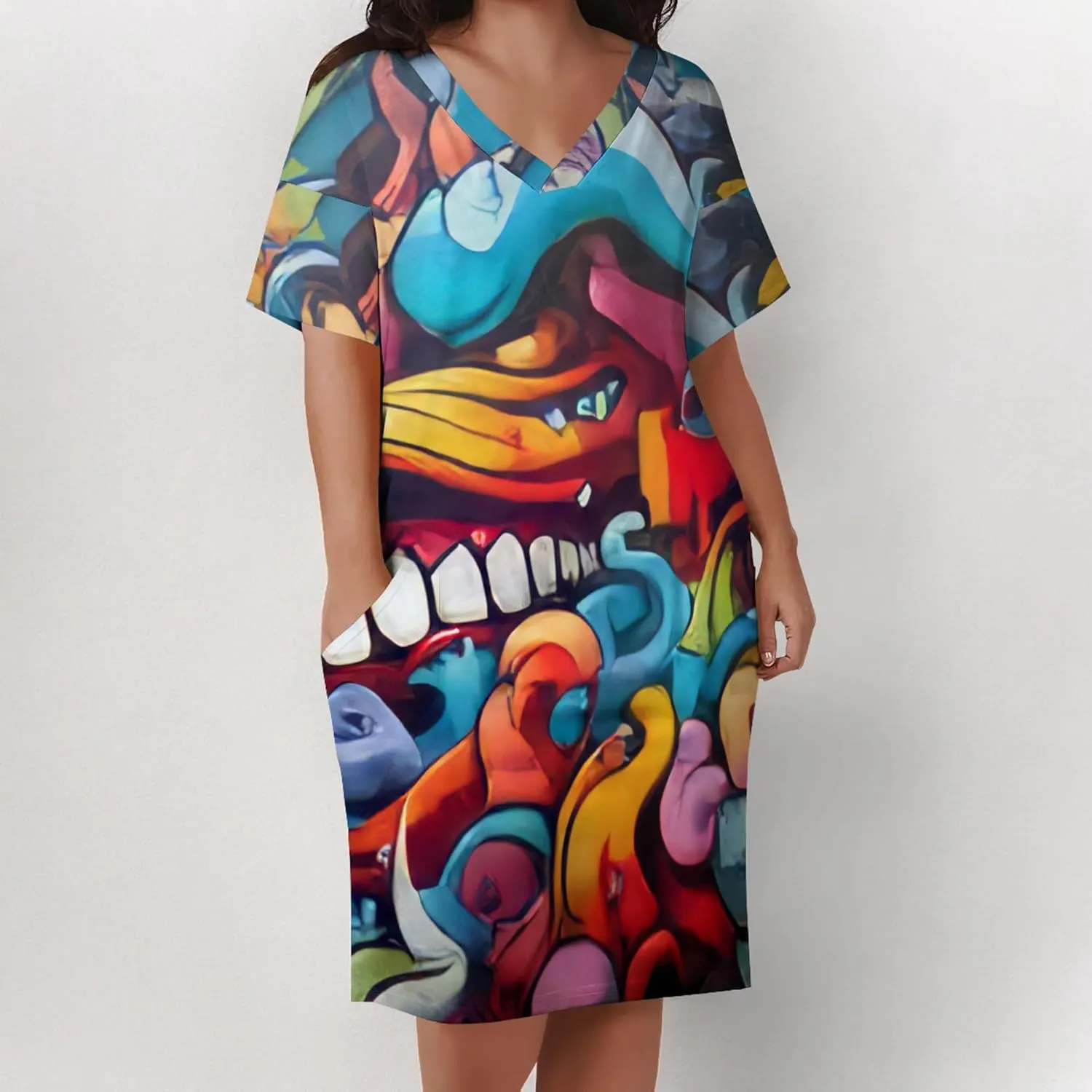 Women's Plus Size Summer Midi Dress Casual Short Sleeve Beach Baggy Long Dresses with Pocket