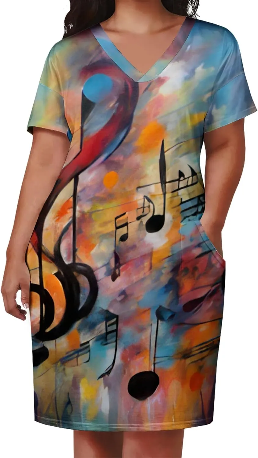 Women's Plus Size Summer Midi Dress Casual Short Sleeve Beach Baggy Long Dresses with Pocket