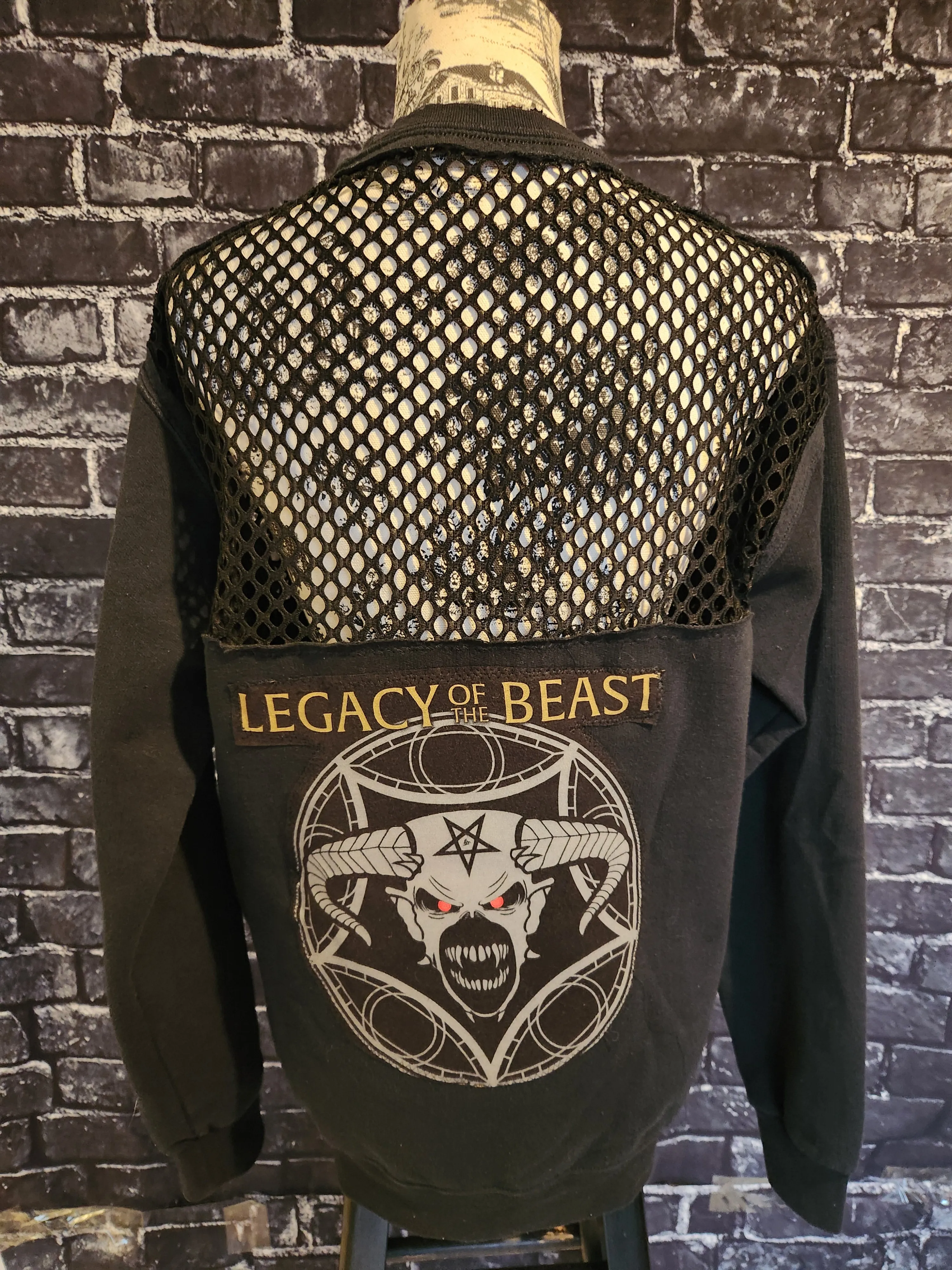 Womens reworked Iron Maiden metal Mesh sweater- size sm/ med
