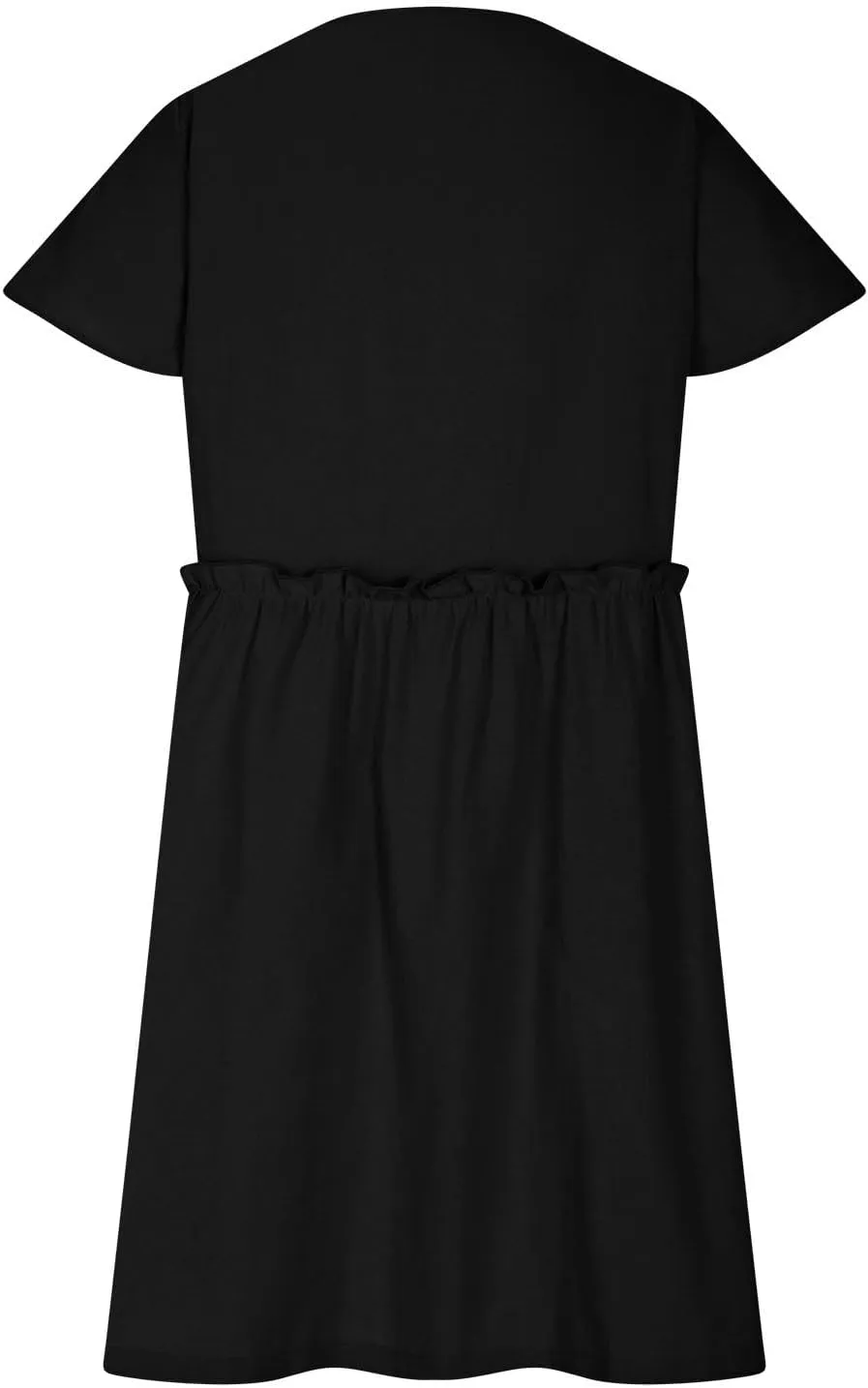 Womens Summer Button Down A-line Dress Ruffle Short Sleeve Mini Dresses Loose Fit V Neck Beach Casual Sundress