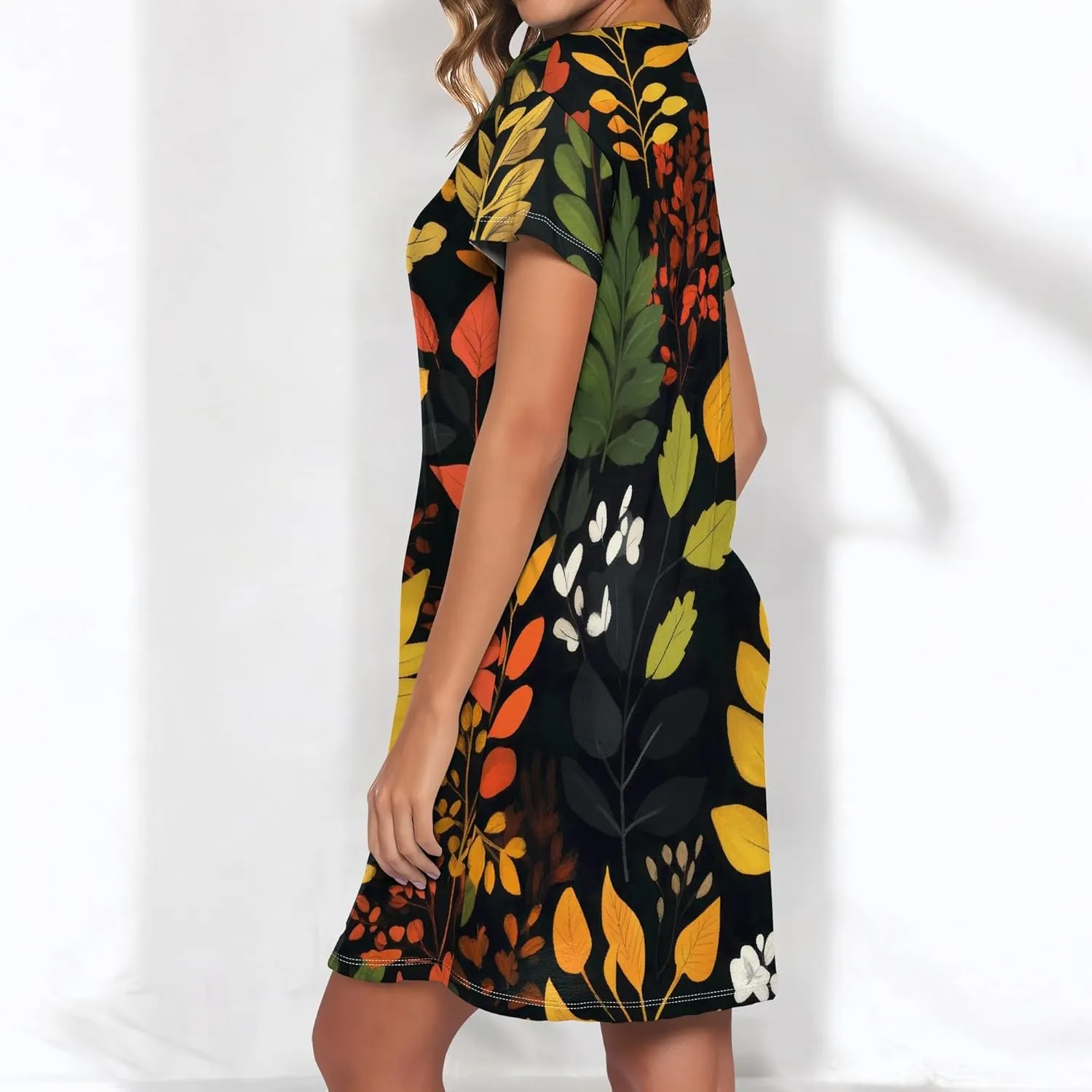 Women's Summer Casual Floral Print Dresses Crew Neck Short Sleeve Mini Dress Plus Size Soft Beach Vacation Sundresses