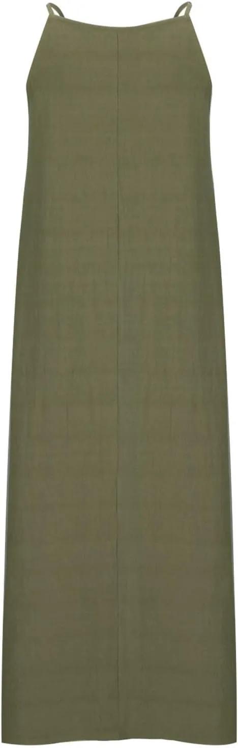 Women's Summer Dresses Spring Cotton Linen Spaghetti Casual Beach Outfits Clothes Flowy Split Maxi Sundress
