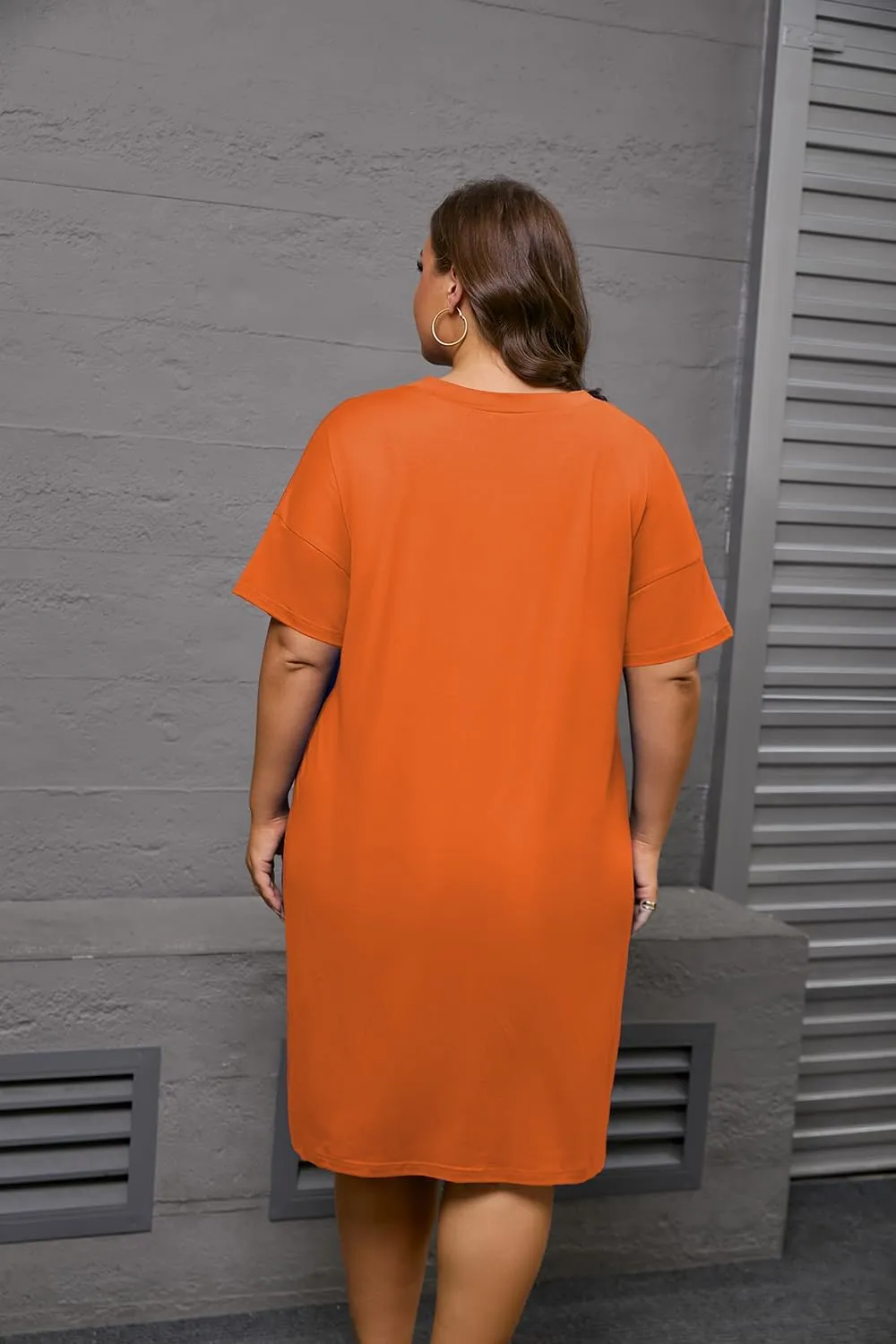 YeGine Women's Plus Size Casual Midi Dresses Short Sleeve T Shirt Dress with Pockets