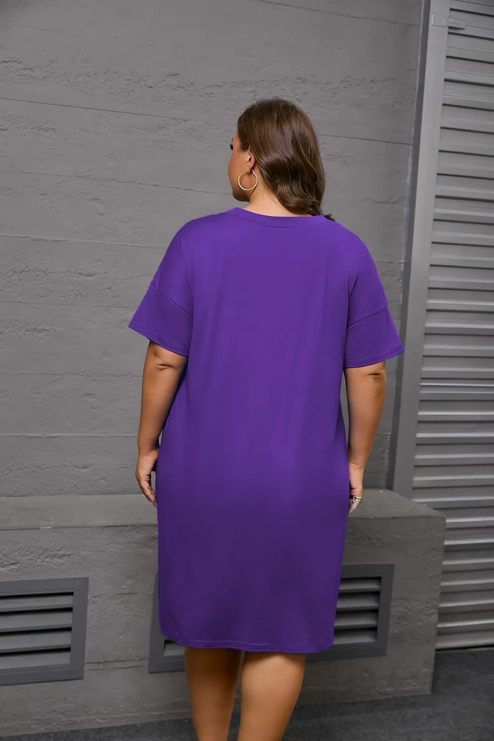 YeGine Women's Plus Size Casual Midi Dresses Short Sleeve T Shirt Dress with Pockets