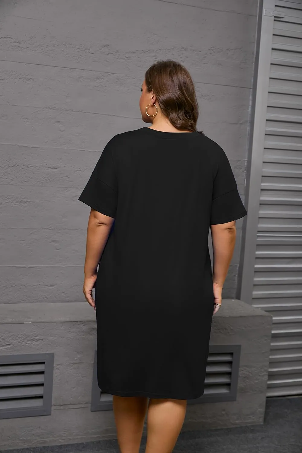 YeGine Women's Plus Size Casual Midi Dresses Short Sleeve T Shirt Dress with Pockets