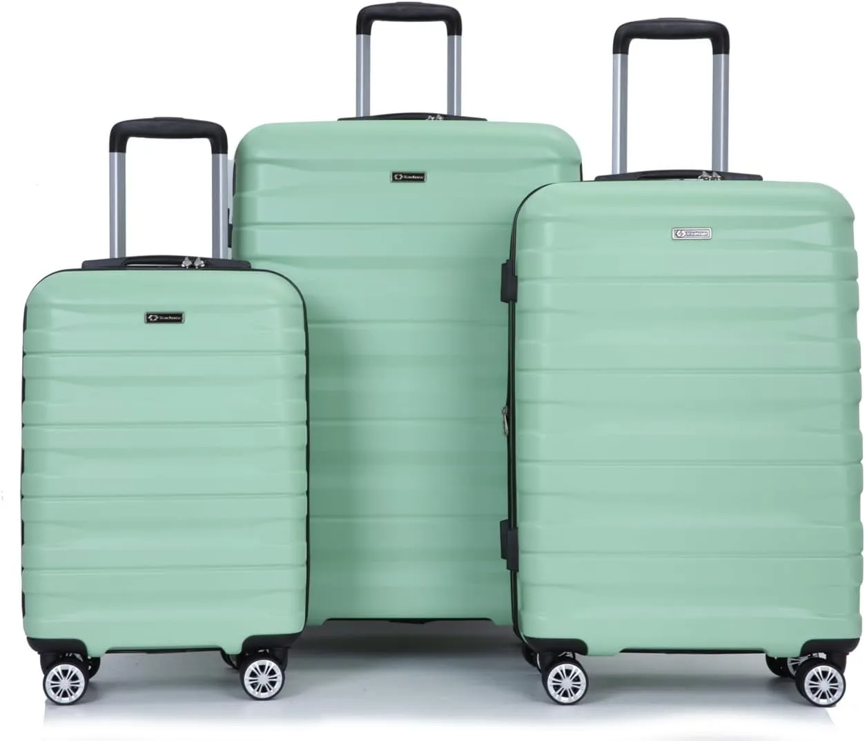 ZeHuoGe 3 Piece Luggage Sets, PC Lightweight & Durable Expandable Suitcase with Two Hooks, Double Spinner Wheels, TSA Lock, 21/25/29 (Light Green)