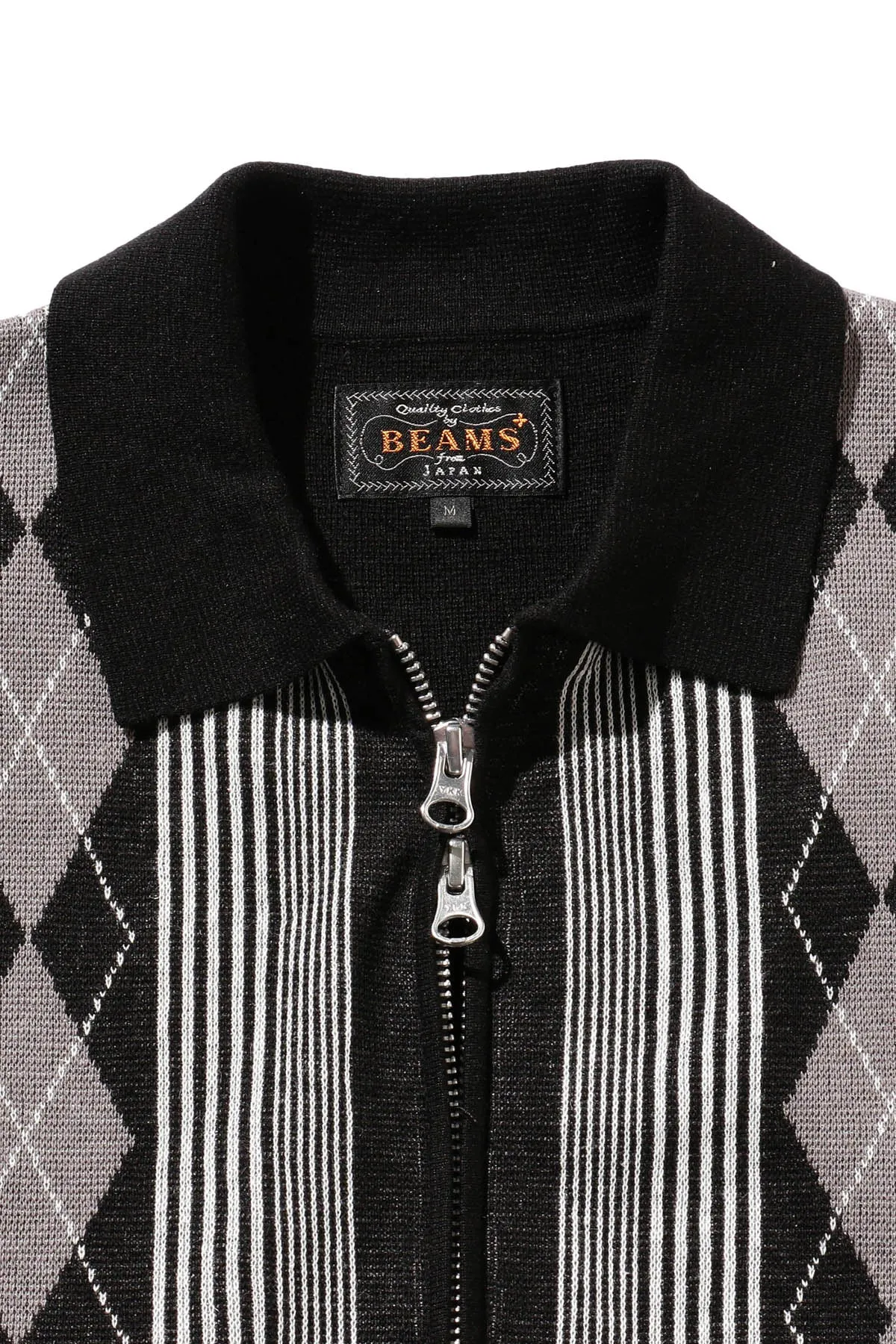 Zip Knit Polo Stripe - Black