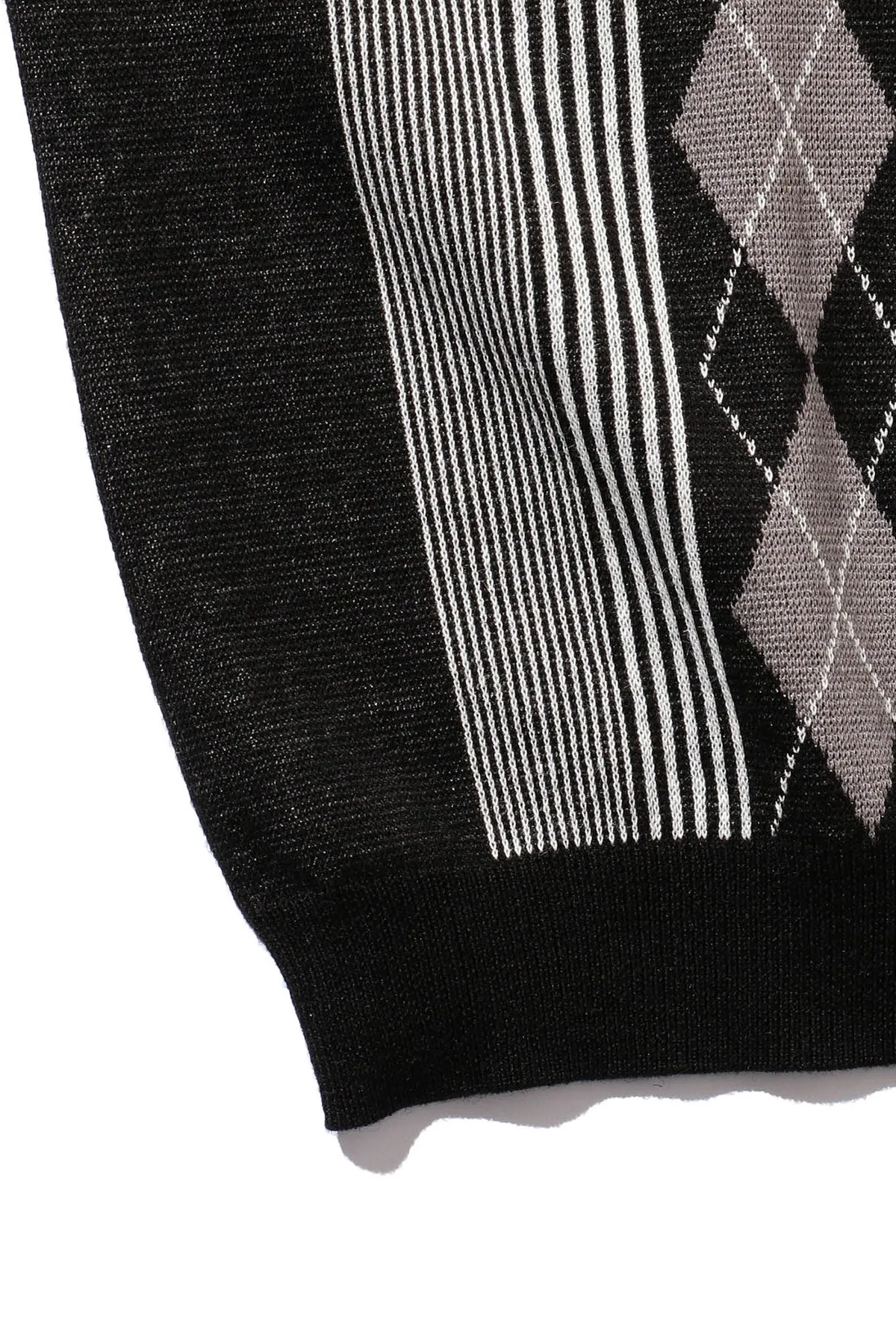 Zip Knit Polo Stripe - Black