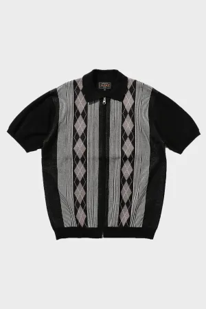 Zip Knit Polo Stripe - Black