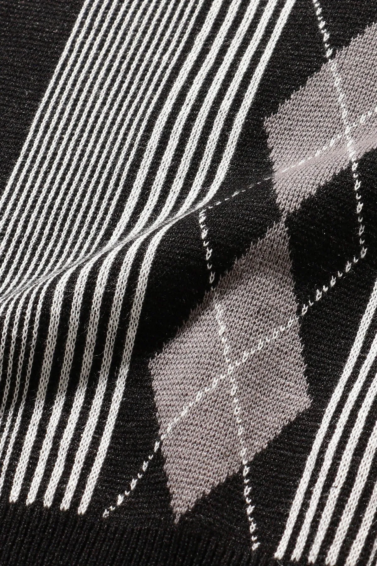 Zip Knit Polo Stripe - Black