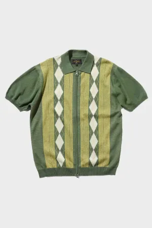 Zip Knit Polo Stripe - Green
