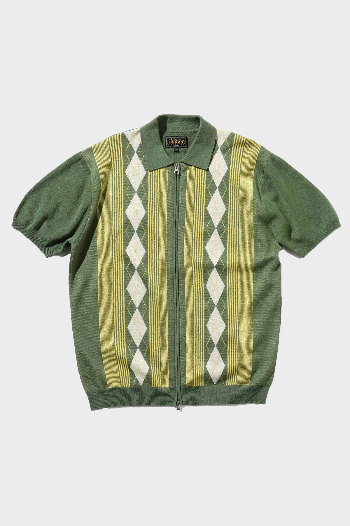 Zip Knit Polo Stripe - Green