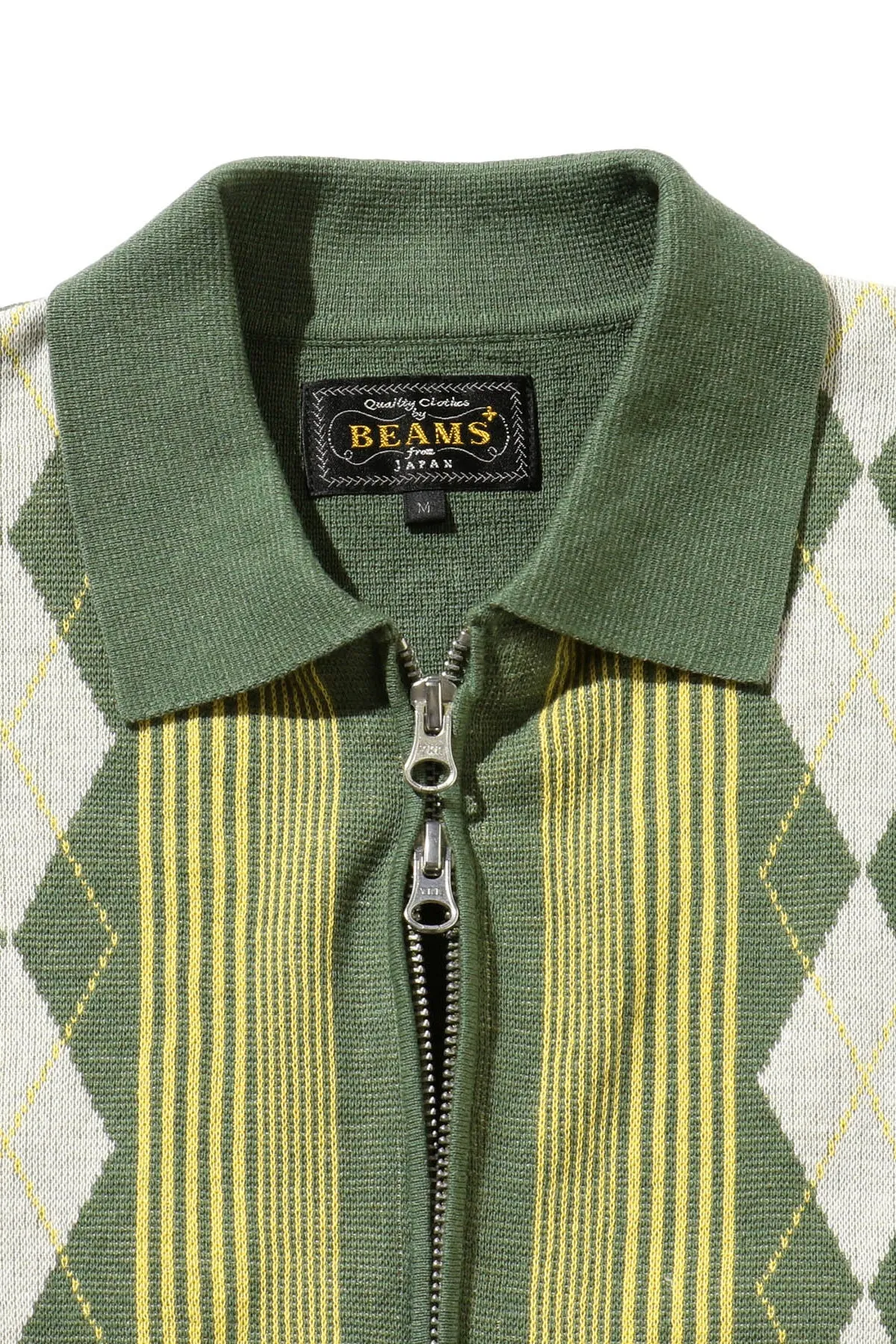 Zip Knit Polo Stripe - Green